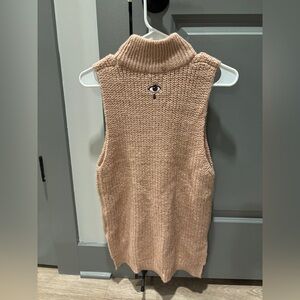 Tan Sleeveless Eye Cable Knit Sweater Obey
